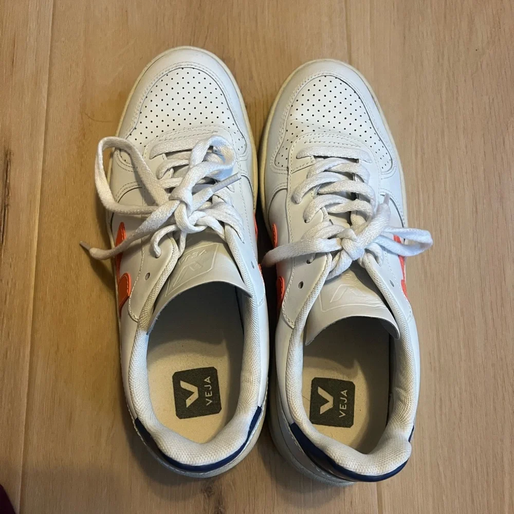 Veja White Sneakers with Orange Accent - Picture 4 of 5